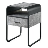 Concrete Grey and Black 1-drawer End Table B062P185653