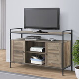 Rustic Oak and Black TV Stand with 2 Doors B062P185657