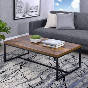 Weathered Oak and Black Rectangle Coffee Table B062P185663