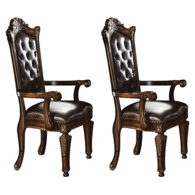 Espresso and Cherry Tufted Back Arm Chairs (Set of 2) B062P185666