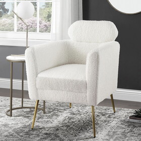 White and Gold Tight Back Accent Chair B062P185669