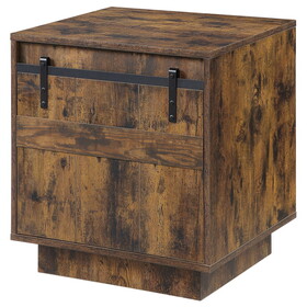 Rustic Oak End Table with Barn Door B062P185670