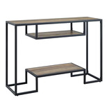 Rustic Oak and Black Console Table with 2 Shelves B062P185673