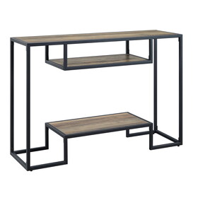 Rustic Oak and Black Console Table with 2 Shelves B062P185673
