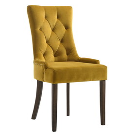 Yellow and Espresso Tufted Back Side Chairs (Set of 2) B062P185679