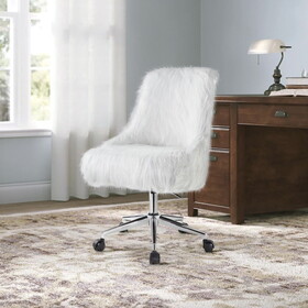 White and Chrome Swivel Office Chair B062P185681