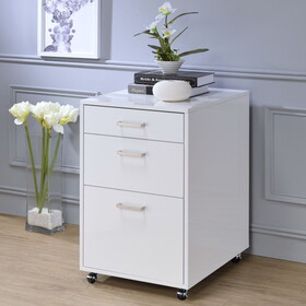 White High Gloss File Cabinet with 3 Drawers B062P185691