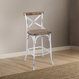Antique White and Antique Oak Bar Stool with Cross Back