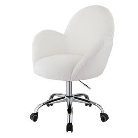White and Chrome Adjustable Barrel Office Chair B062P185694