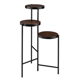 Black and Walnut 3-tier Foldable Plant Stand B062P185701
