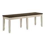 Weathered Oak and Cream Bench with Tapered Legs B062P185708