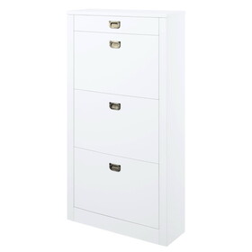 Bailey White High Gloss Shoe Cabinet with 4 Drawers B062P185710