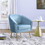 Blue and Gold Flared Arm Barrel Chair B062P185728