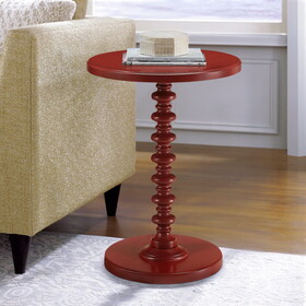 Red Round Wooden Side Table
