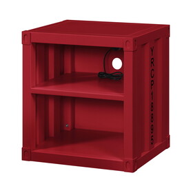 Red Nightstand with Open Shelf