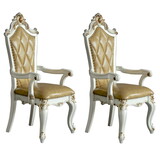 Butterscotch and Antique Pearl Tufted Arm Chairs (Set of 2) B062P186414