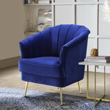 Blue and Gold Tufted Back Accent Chair B062P186423