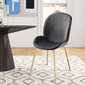 Grey and Gold Solid Back Side Chairs (Set of 2) B062P186425