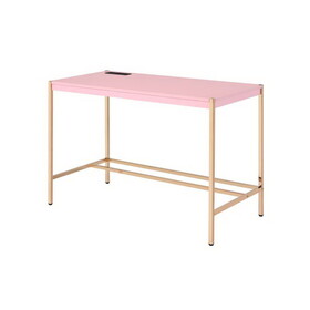 Pink and Gold Writing Desk with USB Ports P-B062P184569