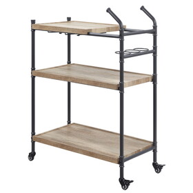 Oak and Sandy Black 2-Shelf Serving Cart B062P186435