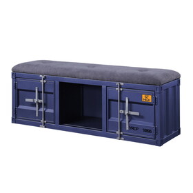 Grey and Blue Storage Bench
