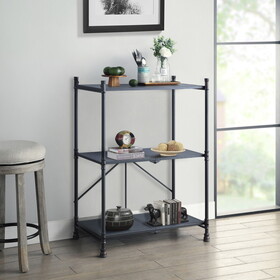 Sandy Black and Dark Bronze Hand-Brushed 3-tier Console Table B062P186469