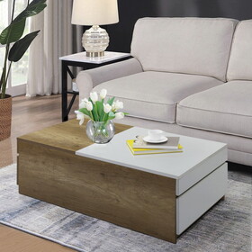 Oak and White Coffee Table with Hidden Compartments B062P186471