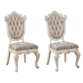 Rose Gold and Pearl White Tufted Back Side Chairs (Set of 2) B062P186474