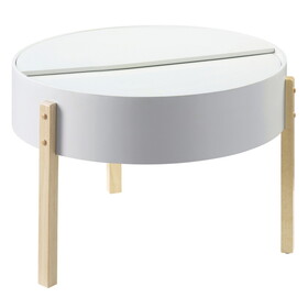 White and Natural Coffee Table with Hidden Storage B062P186476