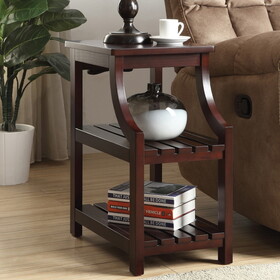 Espresso Side Table with USB Power Dock B062P186478