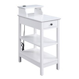 White 3-shelf Side Table with USB Charging Dock B062P186479