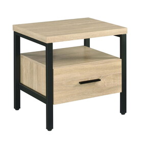 Oak and Black 1-drawer Accent Table B062P186480
