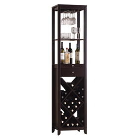 Wenge Wine Cabinet with 1 Drawer and Stemware Rack B062P186491