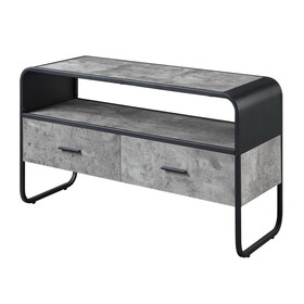 Concrete Grey and Black 2-drawer TV Stand B062P186514