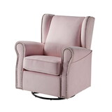 Pink Rolled Arms Swivel Chair with Nailhead Accent B062P186521