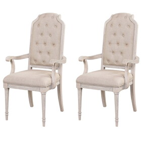 Beige and Antique Champagne Tufted Back Arm Chairs (Set of 2) B062P186528