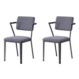 Grey and Gunmetal Open Back Dinning Chairs (Set of 2) B062P186531