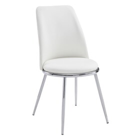 White and Chrome Tight Back Side Chairs (Set of 2) B062P186533