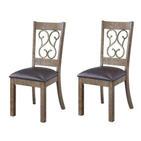 Weathered Cherry and Black Open Back Side Chairs (Set of 2) B062P186536
