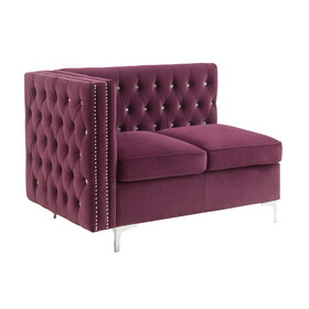 Burgundy Tufted Loveseat with Nailhead Trim B062P186541