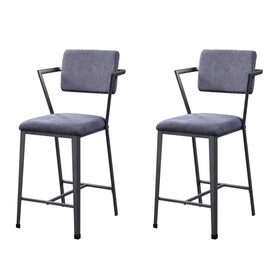 Grey and Gunmetal Open Back Counter Height Chairs (Set of 2) B062P186542