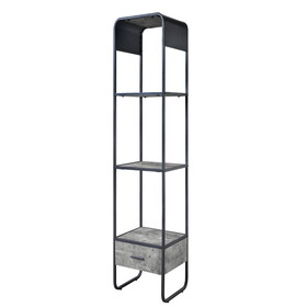 Concrete Grey and Black 2-shelf Side Pier with 1 Drawer B062P186549