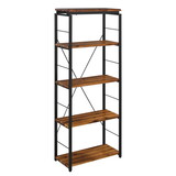 Oak and Black 4-shelf Bookcase