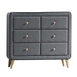 Light Grey Upholstered 6-drawer Double Dresser B062P186553
