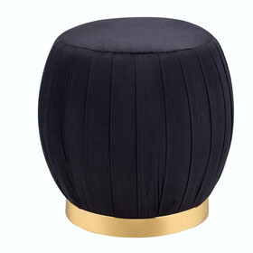 Black and Gold Round Tufted Ottoman B062P186555