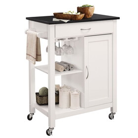 Black and White Kitchen Cart with 1 Cabinet B062P189061