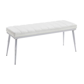 White and Chrome Bench with Padded Seat B062P189062
