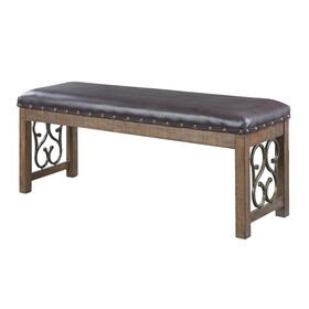 Black and Weathered Cherry Bench with Nailhead Trim B062P189064