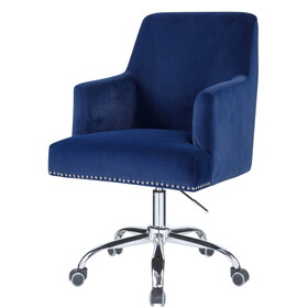Blue and Chrome Swivel Office Chair with Adjustable Lift B062P189066