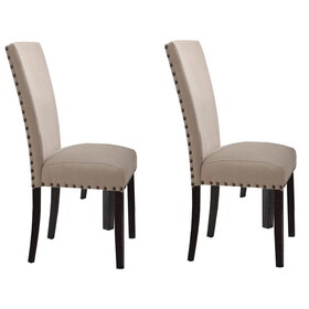 Beige and Salvage Dark Oak Upholstery Side Chair (Set of 2) B062P189081